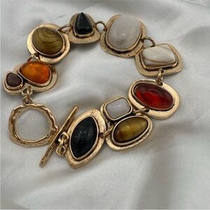 Vintage Gold and Multicolor Stone Bracelet